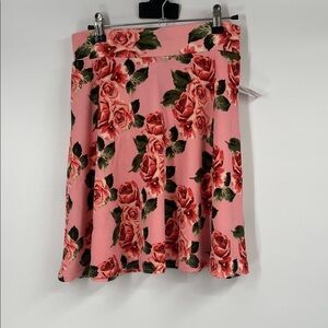 Pink Roses Floral Print Circle Skirt Size Medium